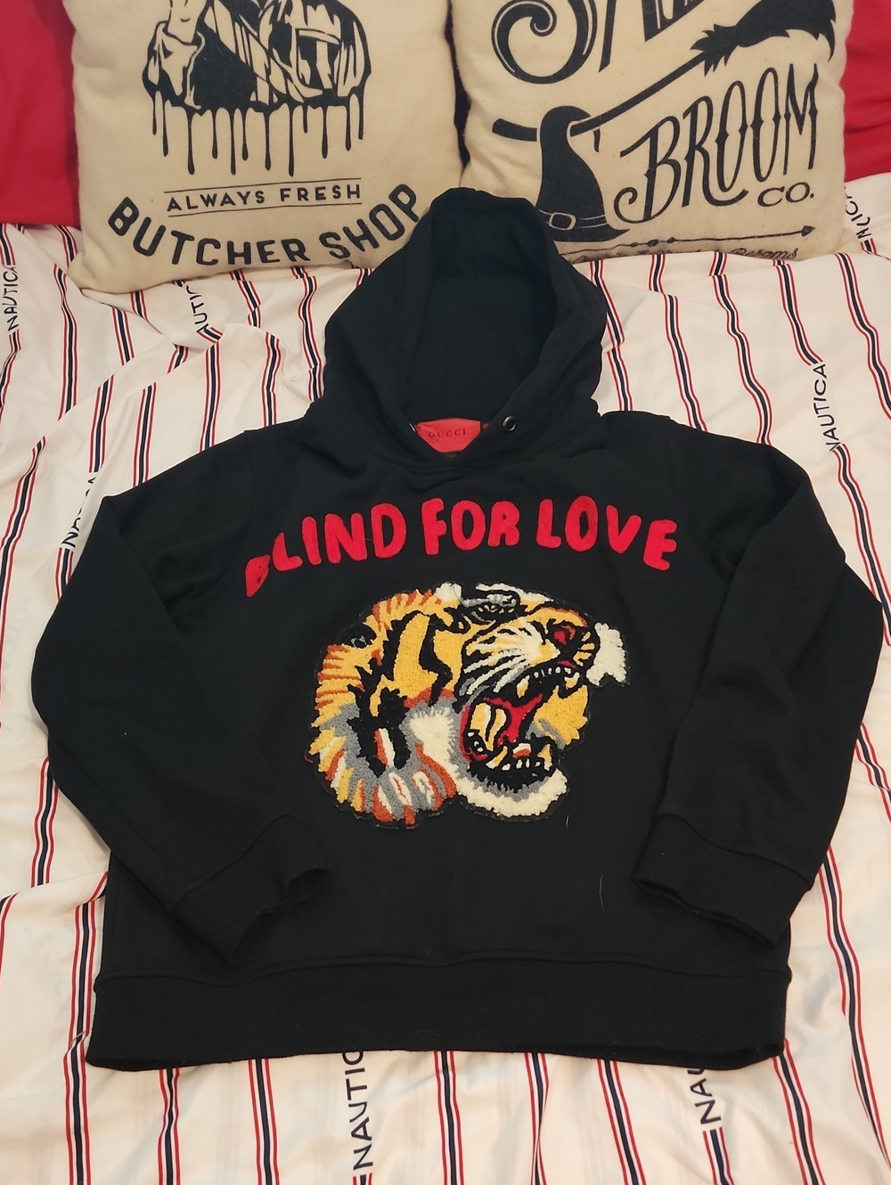 Gucci Black 'Blind for Love' Tiger Graphic Embroidered Hoodie CUTE 🐯